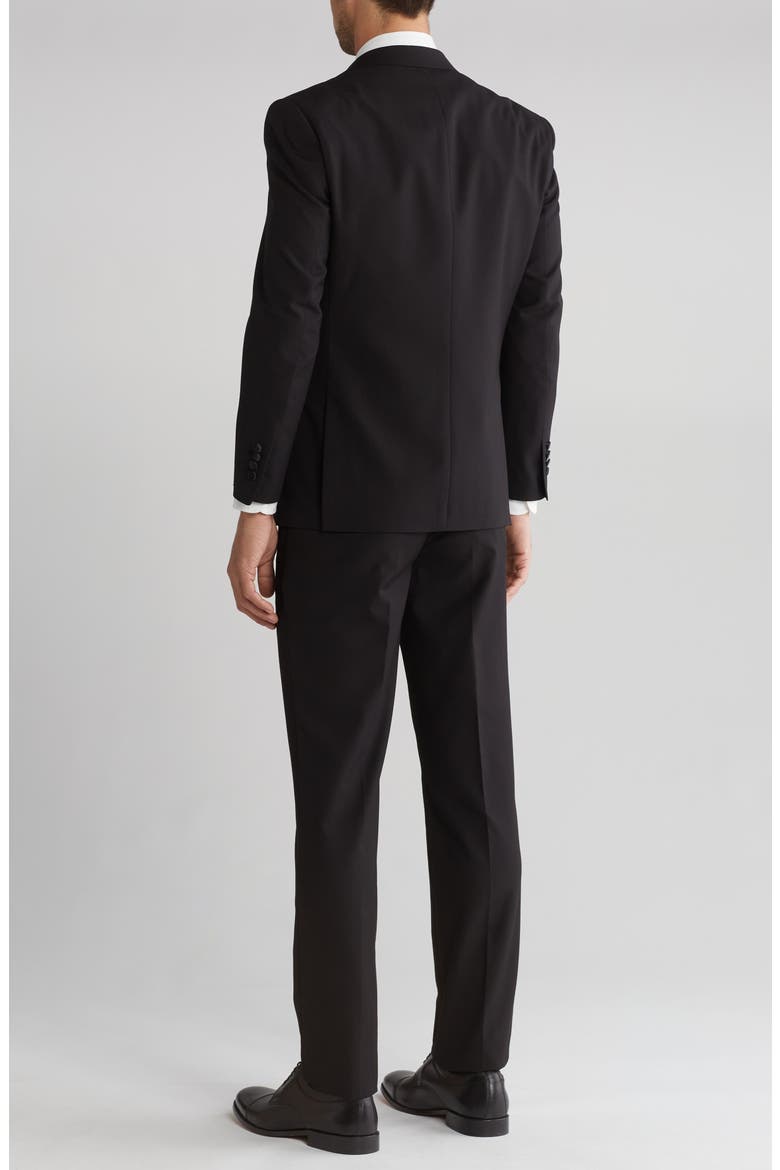 Slim Fit Satin Peak Lapel 3-Piece Tuxedo, Alternate, color, BLACK