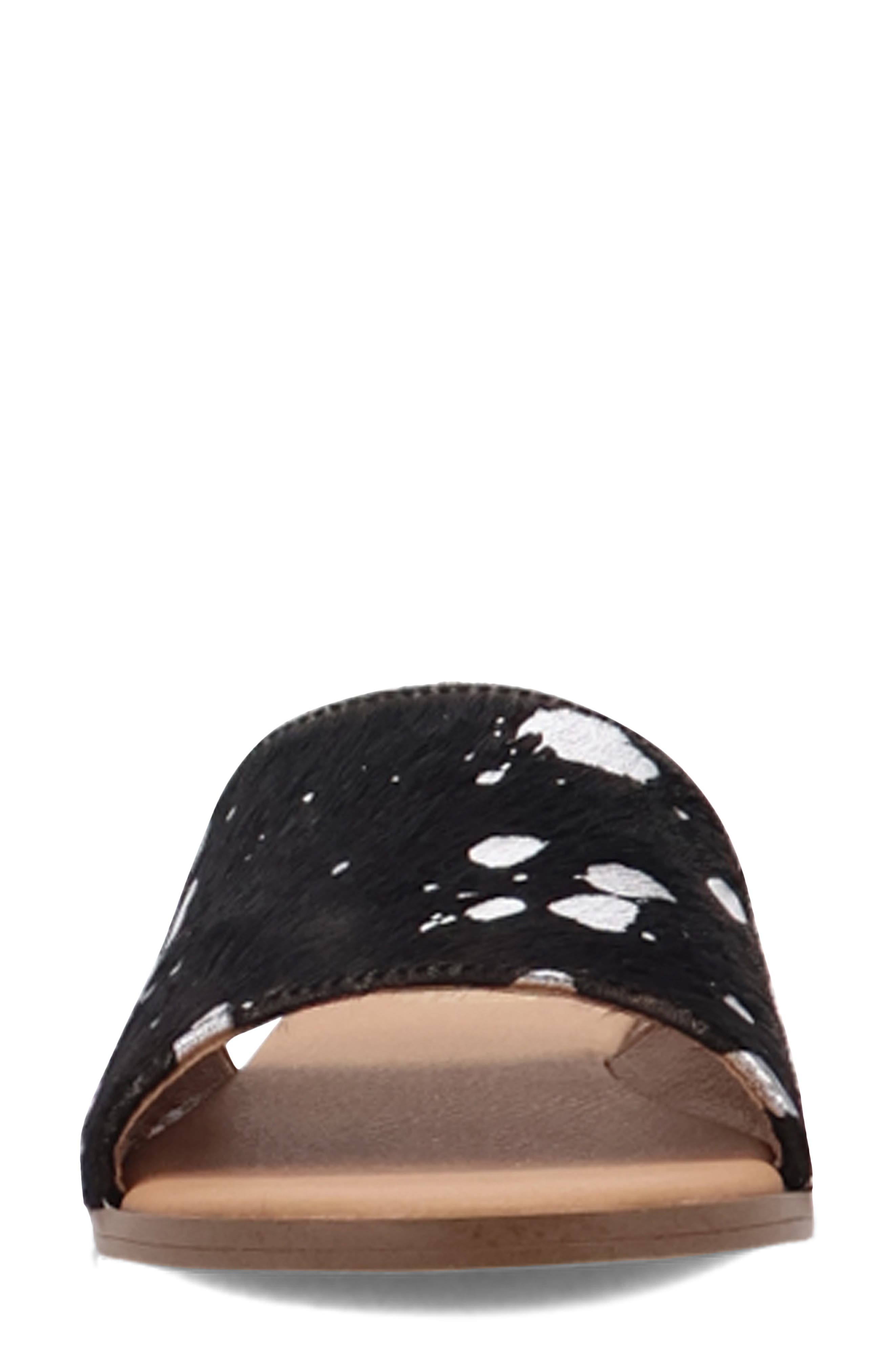 Dingo Moo Moo Genuine Calf Hair Slide Sandal, Alternate, color, Black