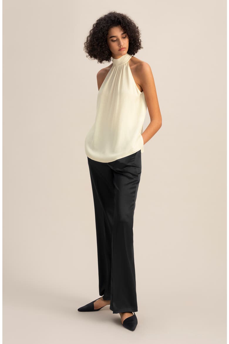Women's Silk Georgette Halter Neck Top, Alternate, color, Lily white