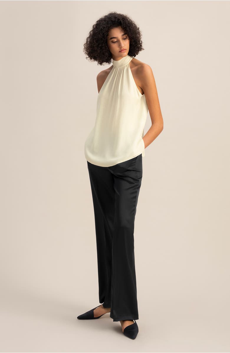 Lilysilk Women's Silk Georgette Halter Neck Top, Alternate, color, Lily White
