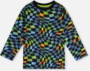 Deux par Deux Organic Cotton Checkered Crew Neck Long Sleeve T-Shirt