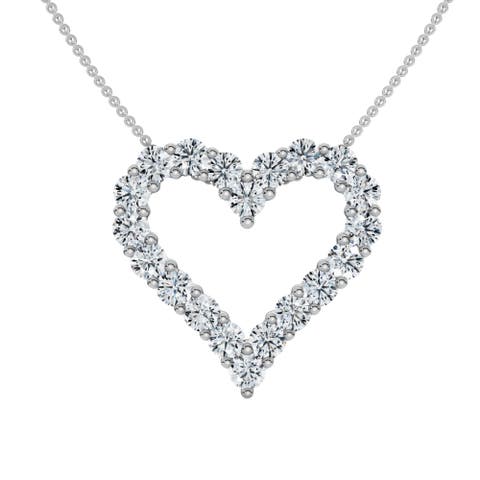 1Ct Diamond Heart Pendant 14k Gold Lab Grown 3/4" Tall Necklace