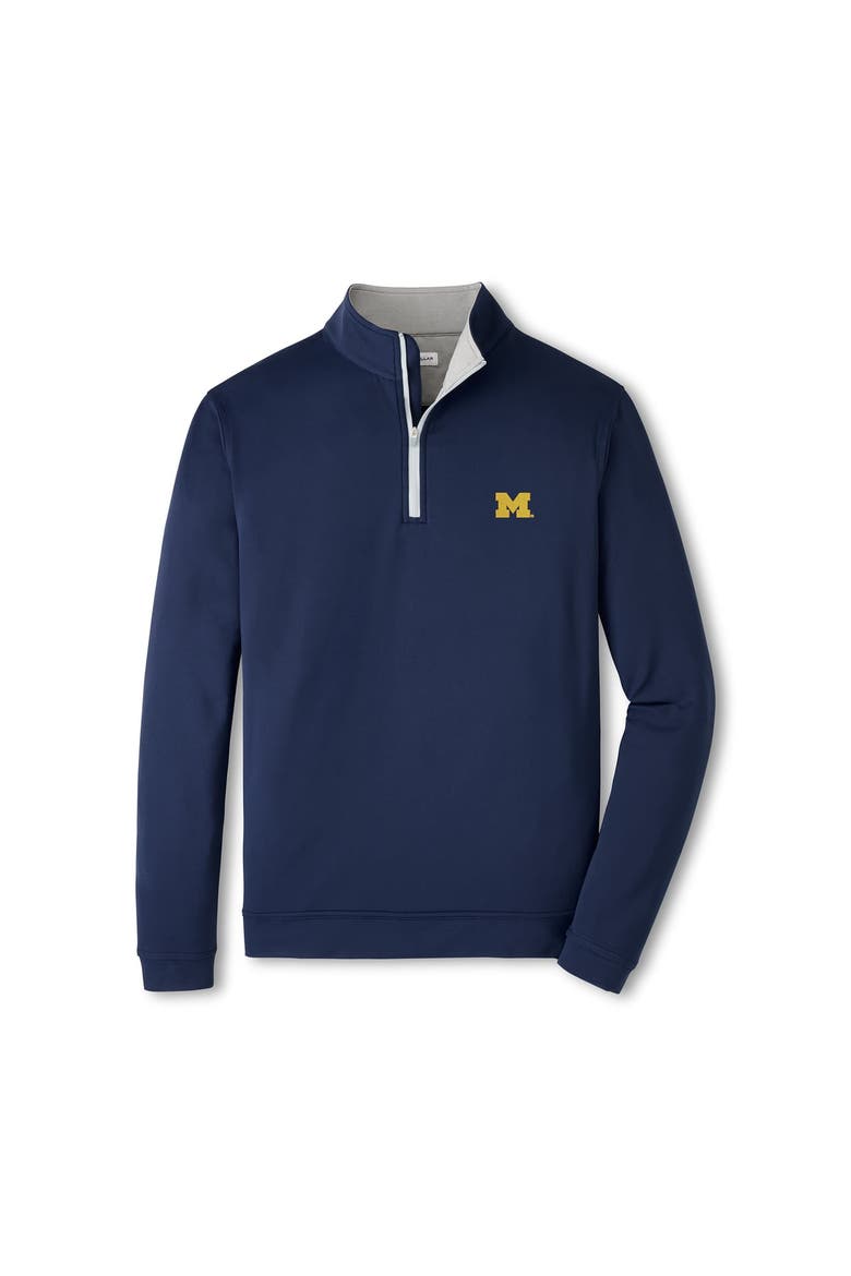 Men's Peter Millar  Navy Michigan Wolverines Perth Quarter-Zip Sweatshirt, Main, color, Navy