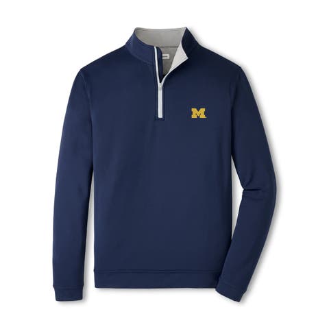 Men's Peter Millar  Navy Michigan Wolverines Perth Quarter-Zip Sweatshirt