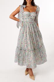 Petal & Pup Floret Bow Strap Sweetheart Neck Maxi Dress