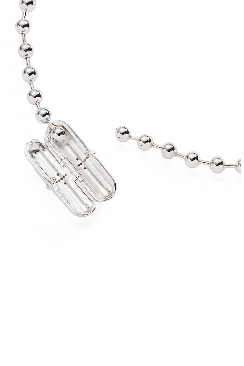 Ball Chain Barrel Closure Bracelet with  Wings, Alternate, color, Silver