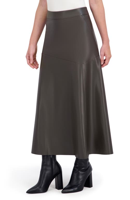 Ookie & Lala Supersoft Faux Leather Geo Seam Maxi Skirt In Green