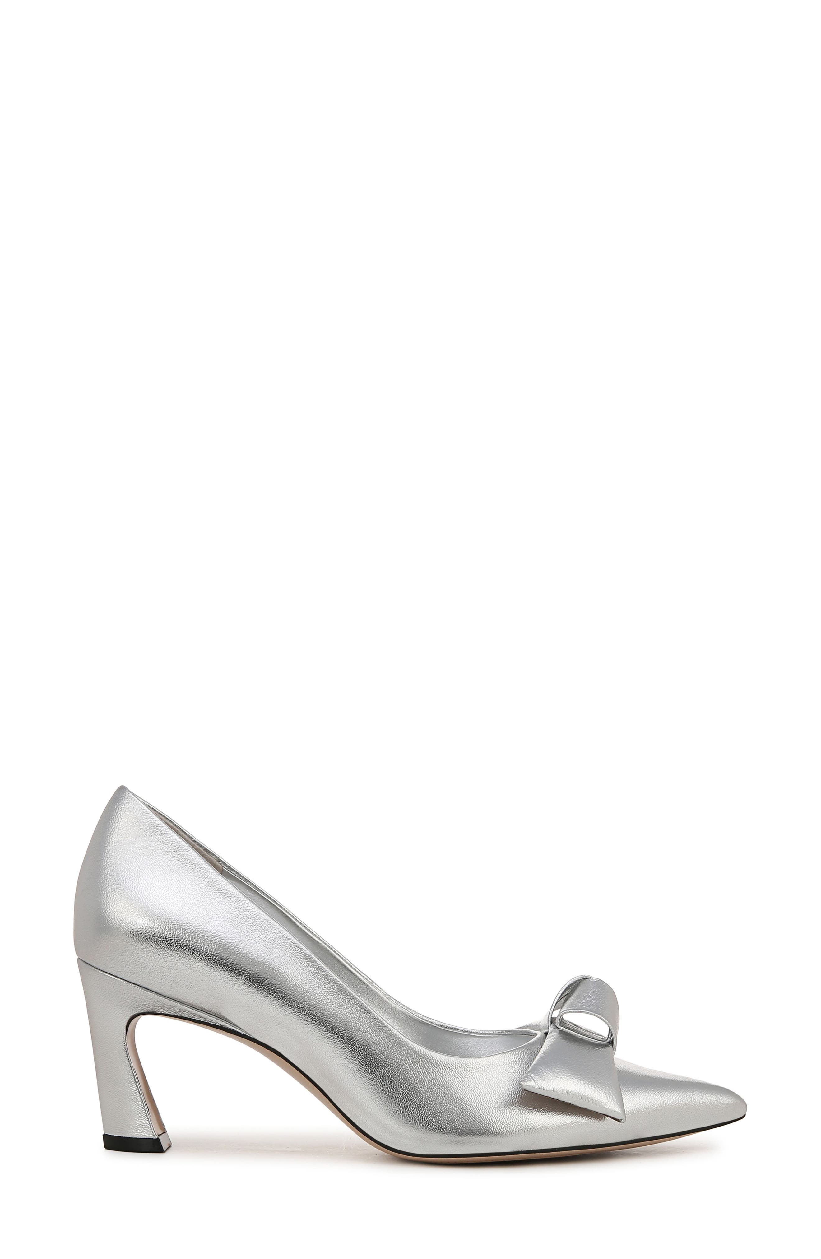 Emery Bow Pointed Toe Pump, Alternate, color, SILVER