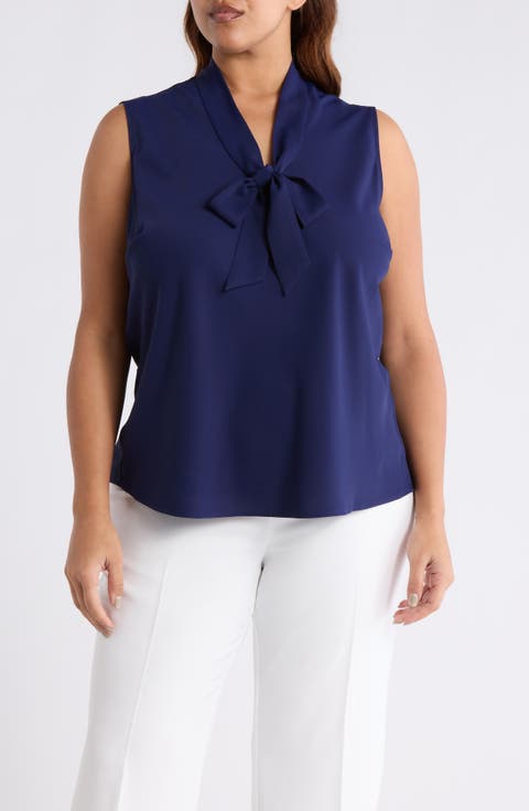 Sleeveless Tie Front Top (Plus)