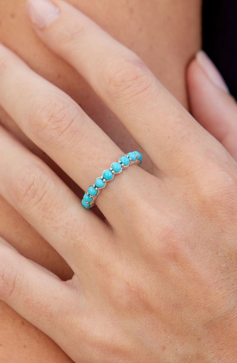 SAVVY CIE JEWELS Sleeping Beauty Turquoise Eternity Ring, Alternate, color, Rhodium/ Turquoise