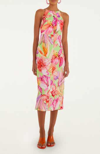 Artsy Flora Linen Midi Dress
