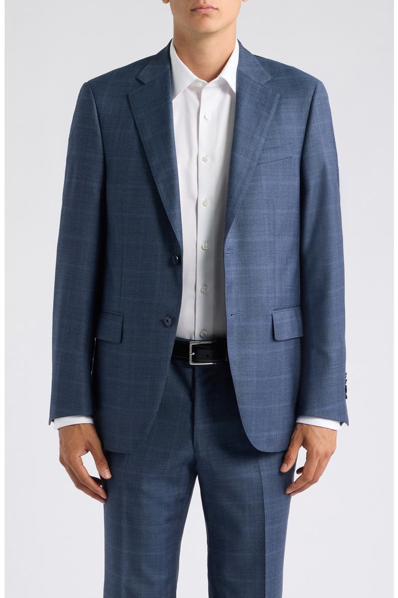 Flynn Classic Fit Blue Mélange Windowpane Check Wool Suit, Alternate, color, MEDIUM BLUE