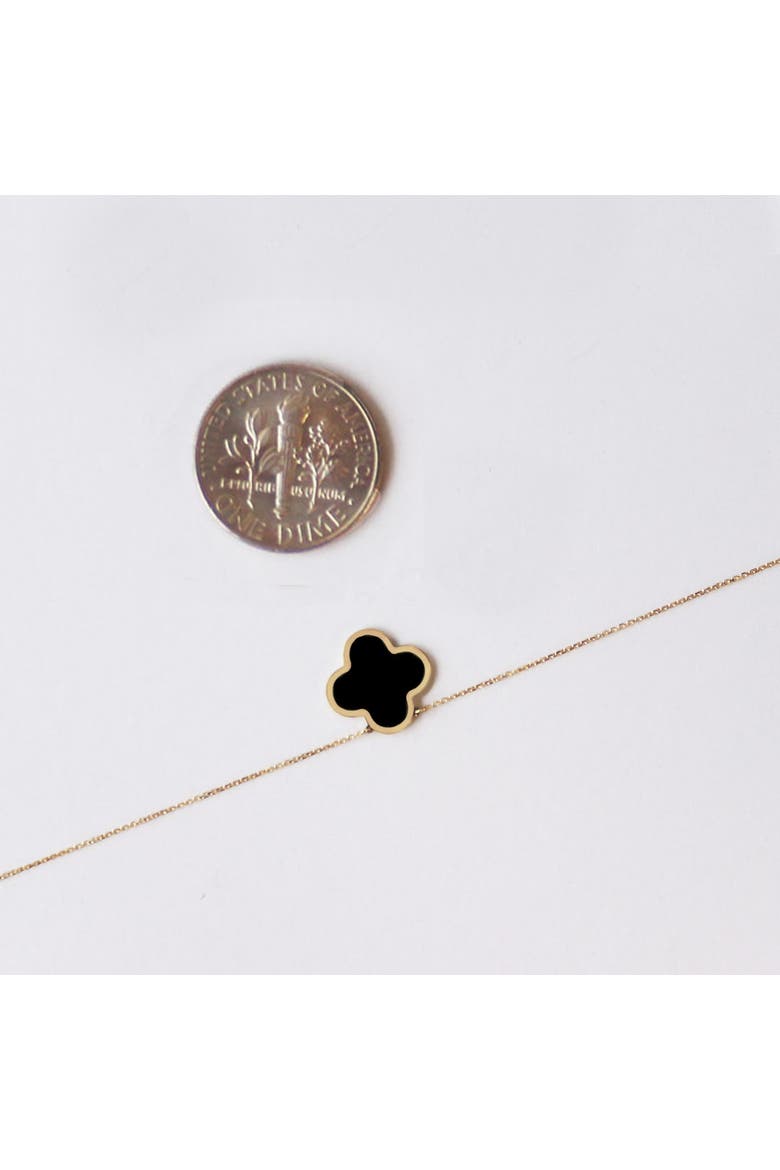 Small Onyx Single Clover Necklace, Alternate, color, Yellow Gold
