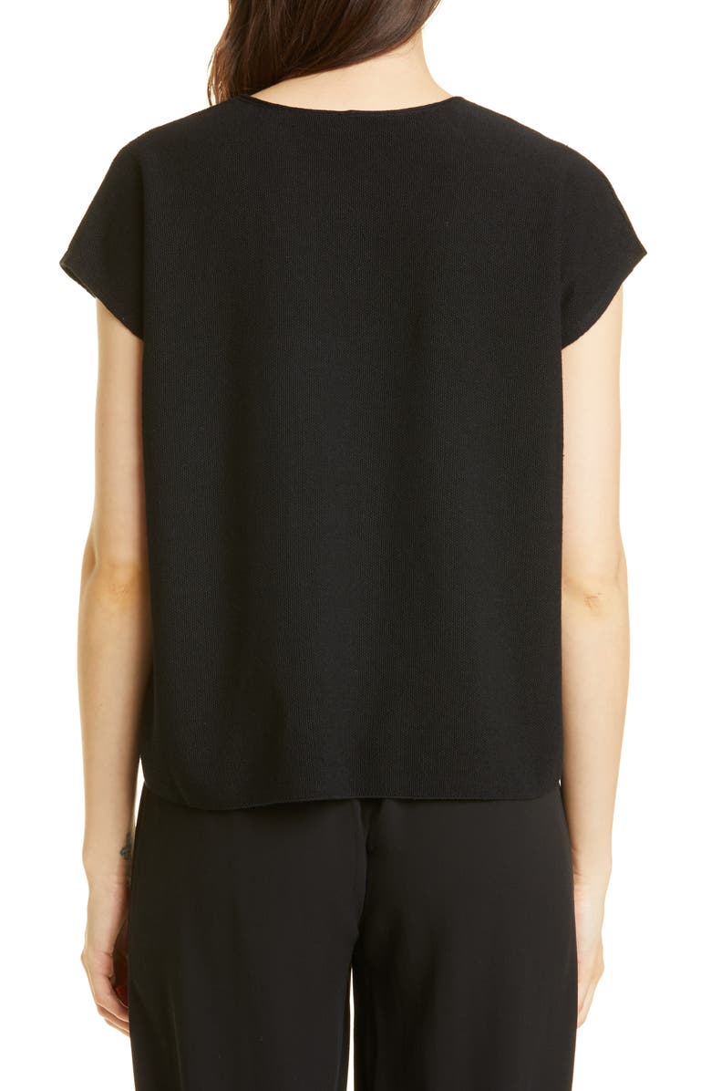 Eileen Fisher Boxy V-Neck Organic Cotton & Linen Knit Top, Alternate, color, 