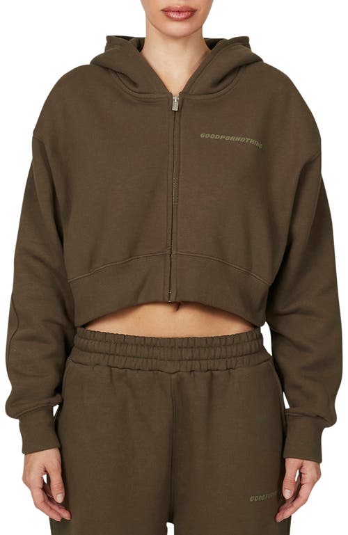 Good For Nothing Vintage  Tonal Crop Zip Hoodie In Brown