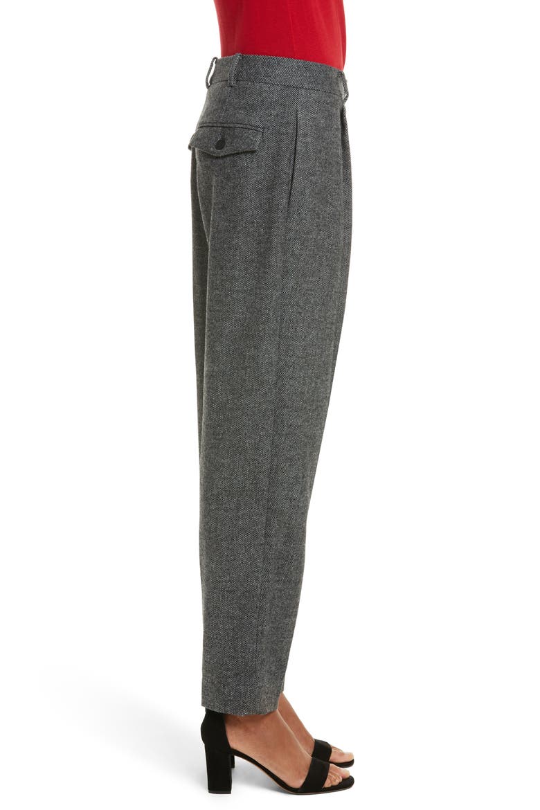 GREY Jason Wu Pleated Flannel Pants, Alternate, color, TIN GREY/ BLACK