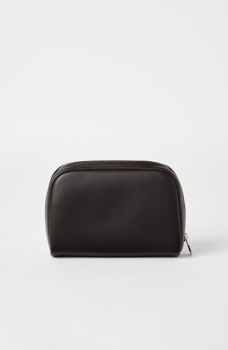 Brunello Cucinelli Calfskin beauty case, Alternate, color, Rust Brown