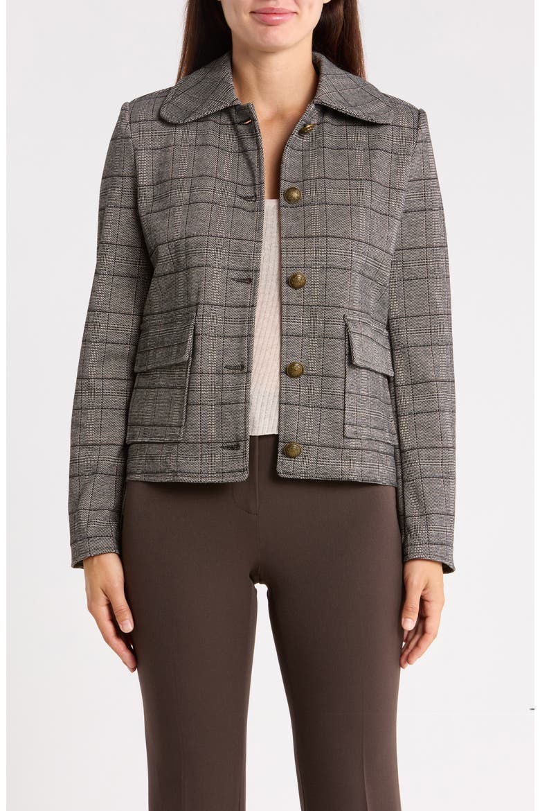 Plaid Cropped Jacket, Main, color, MOCHA TAUPE PLAID