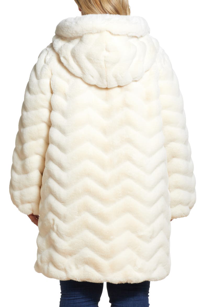 Hooded Faux Fur Jacket, Alternate, color, CREAM