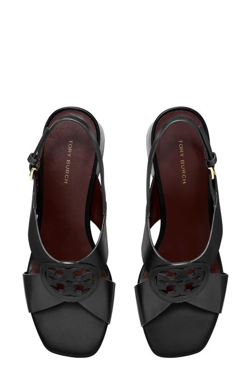 Tory Burch Miller Leather Logo Slingback Sandals In Perfect Black