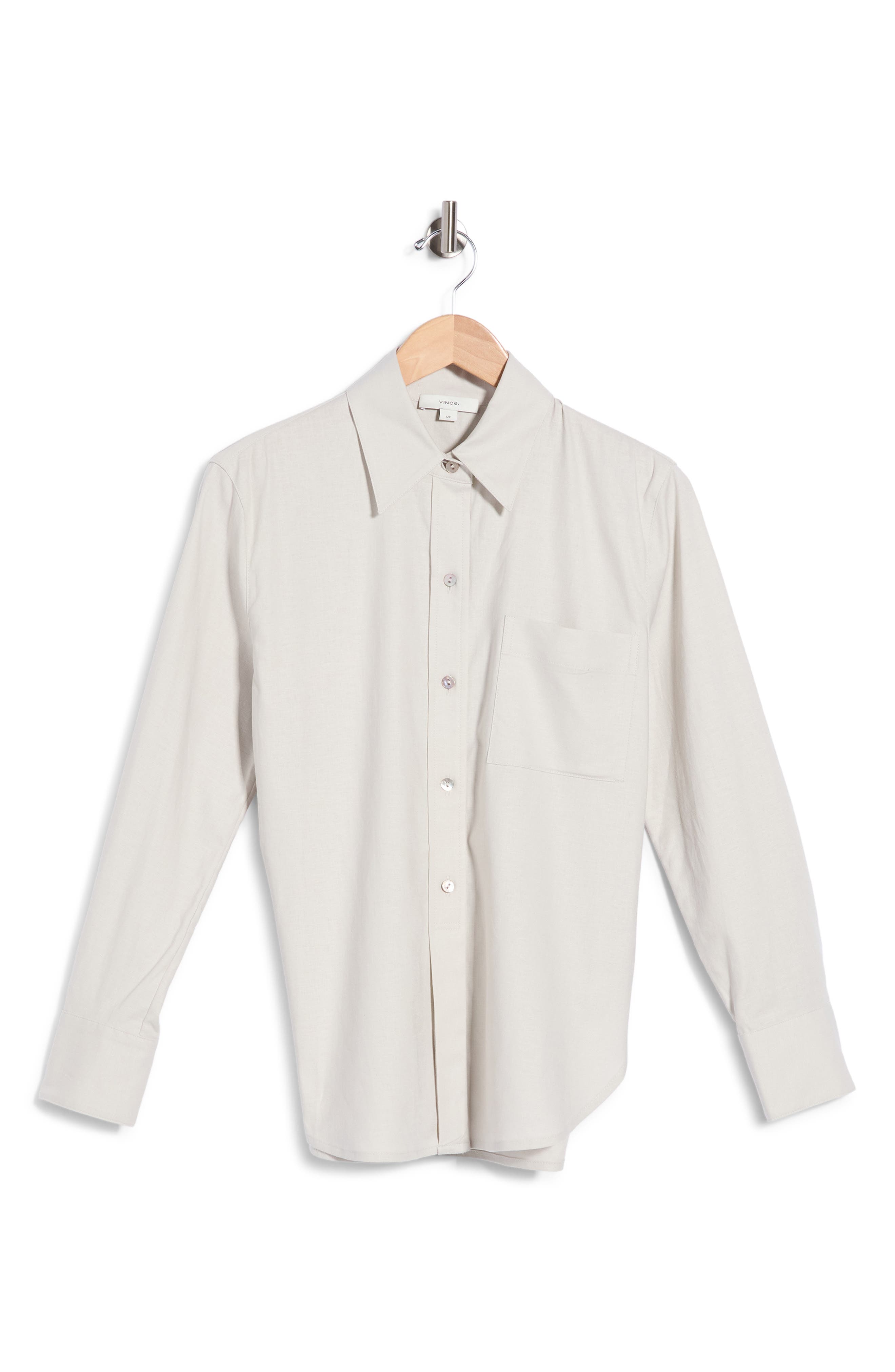 Vince Long Sleeve Linen Blend Button-Up Shirt