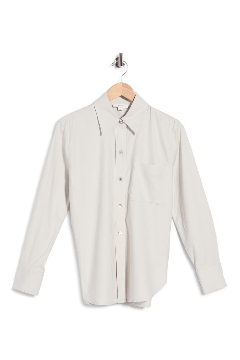 Long Sleeve Linen Blend Button-Up Shirt, Alternate, color, SALT GLASS