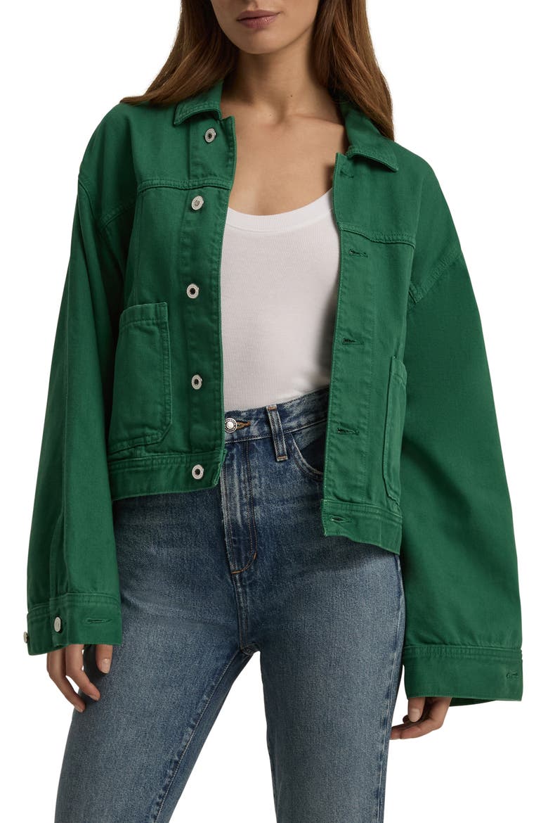 The Oliver Denim Jacket, Main, color, EMERALD