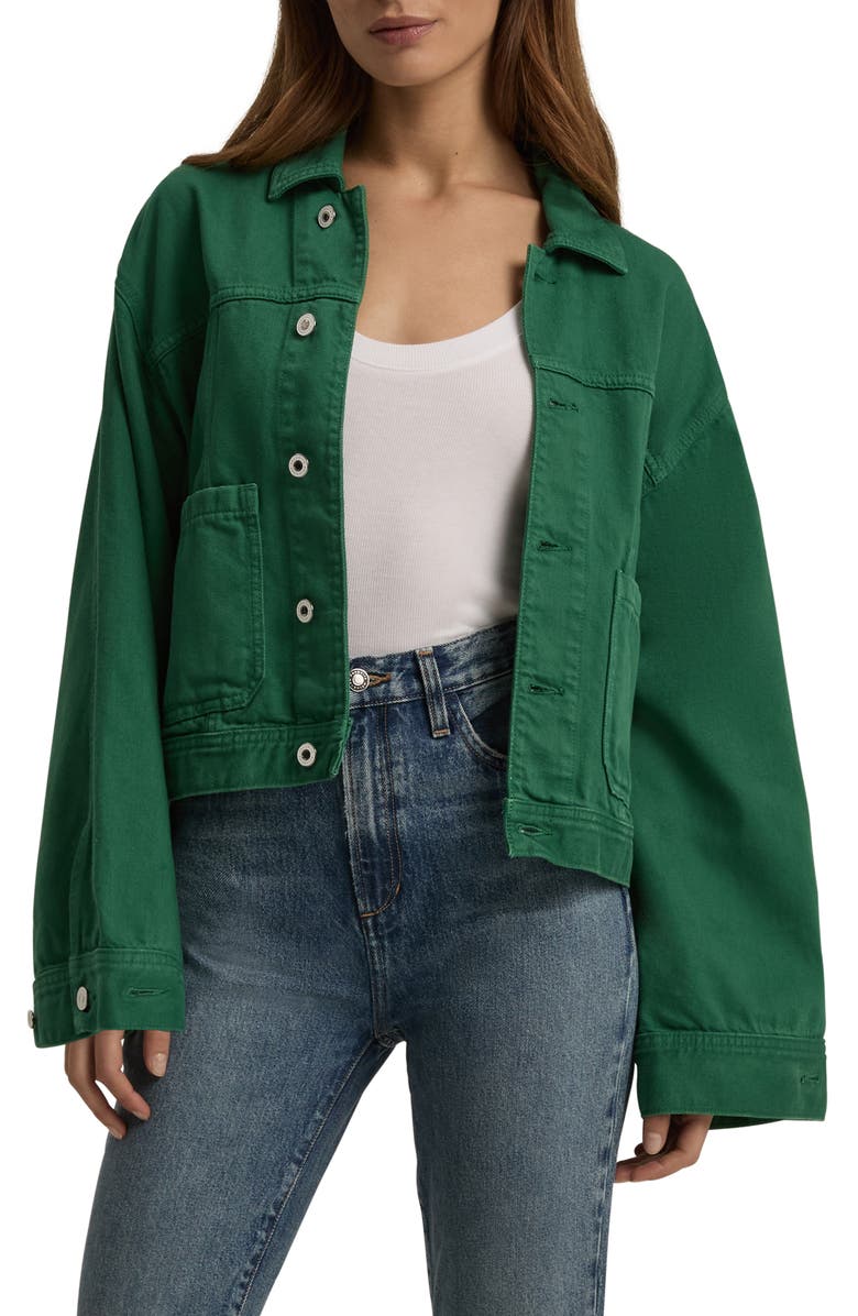 Favorite Daughter The Oliver Denim Jacket, Main, color, Emerald