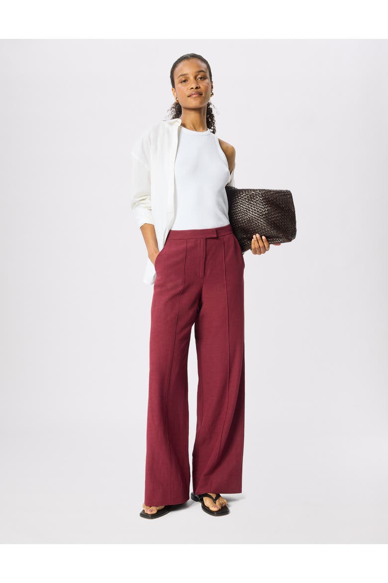 Full Length Pintuck Trouser, Alternate, color, Burgundy