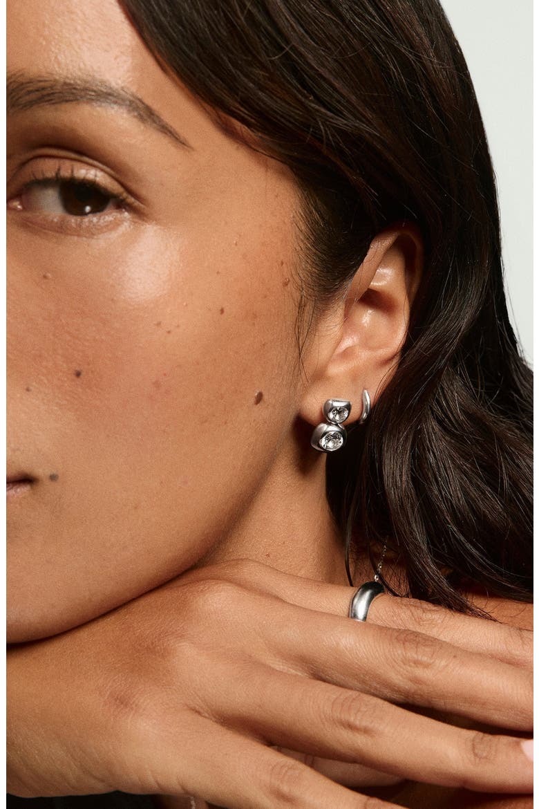 Inès Drop Stud Earrings, Alternate, color, Sterling Silver