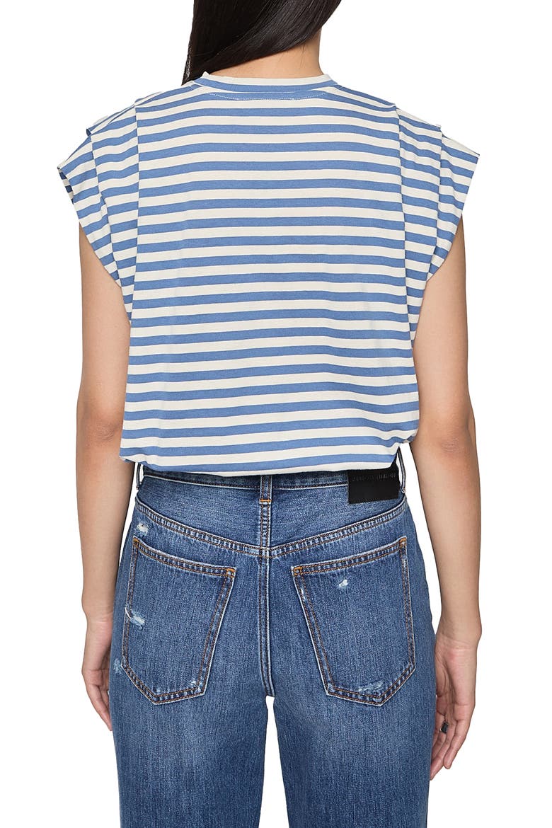 Holly Stripe Cap Sleeve Cotton Top, Alternate, color, PERIWINKLE/ ECRU STRI