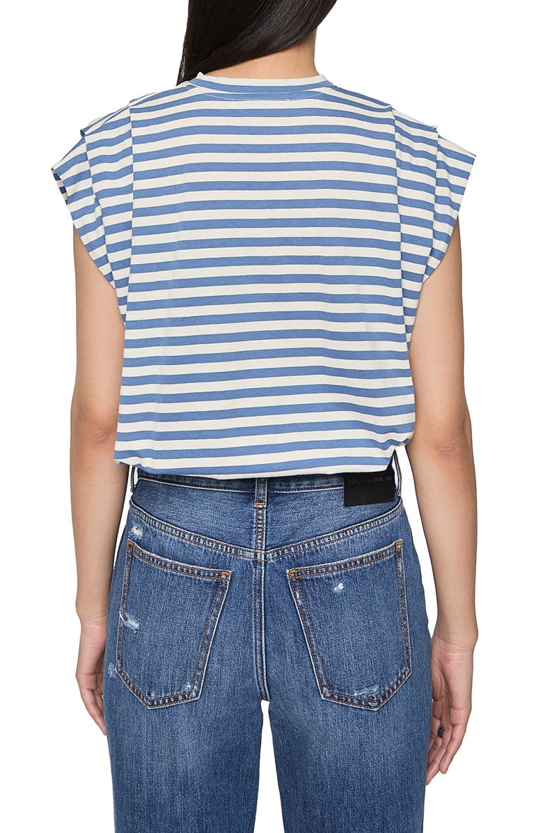 Rebecca Minkoff Holly Stripe Cap Sleeve Cotton Top, Alternate, color, Periwinkle/ Ecru Stri