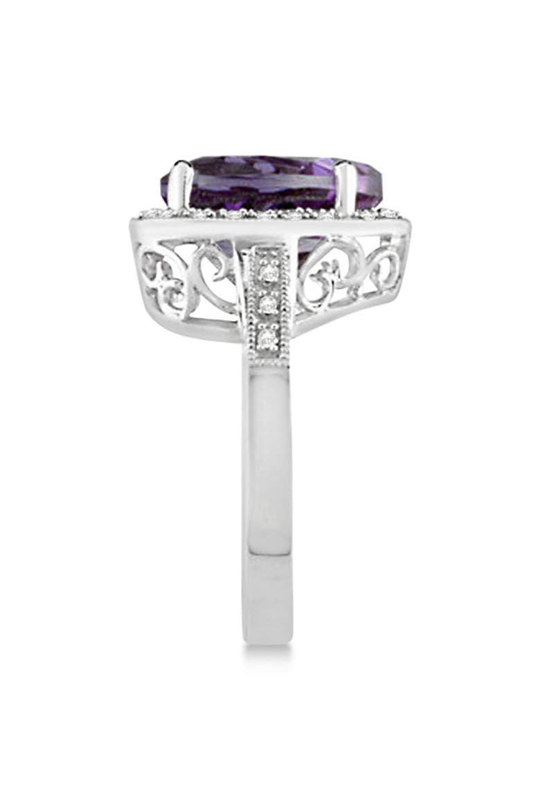 Heart Shaped Amethyst & Diamond Ring Halo 14K, Alternate, color, 5.41ct/White Gold