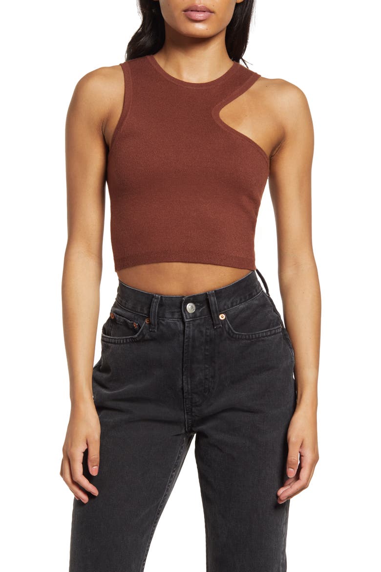 Asymmetric Sweater Tank, Main, color, BRUNETTE