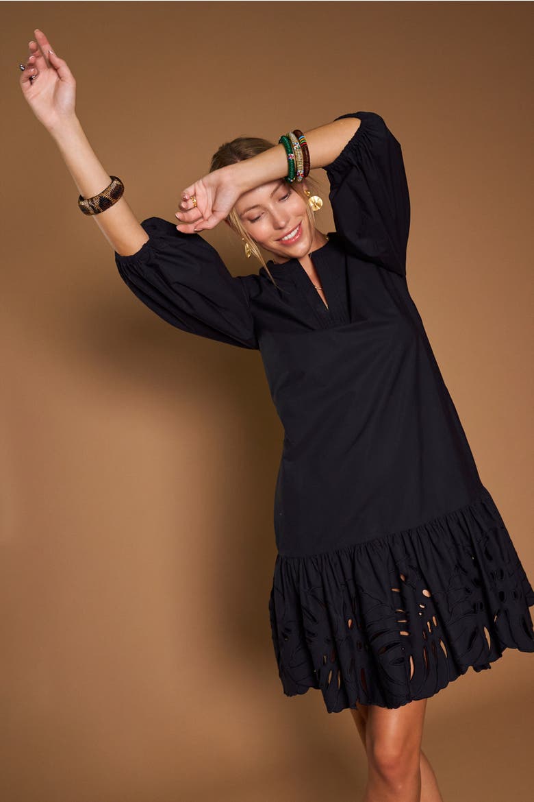 Cotton Dress With Embroidery, Alternate, color, Black