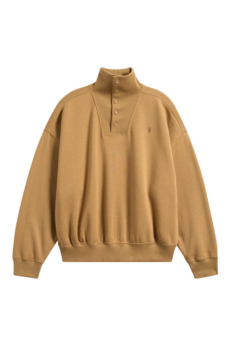 Fleeece Funnel Neck Sweatshirt, Main, color, CAMEL