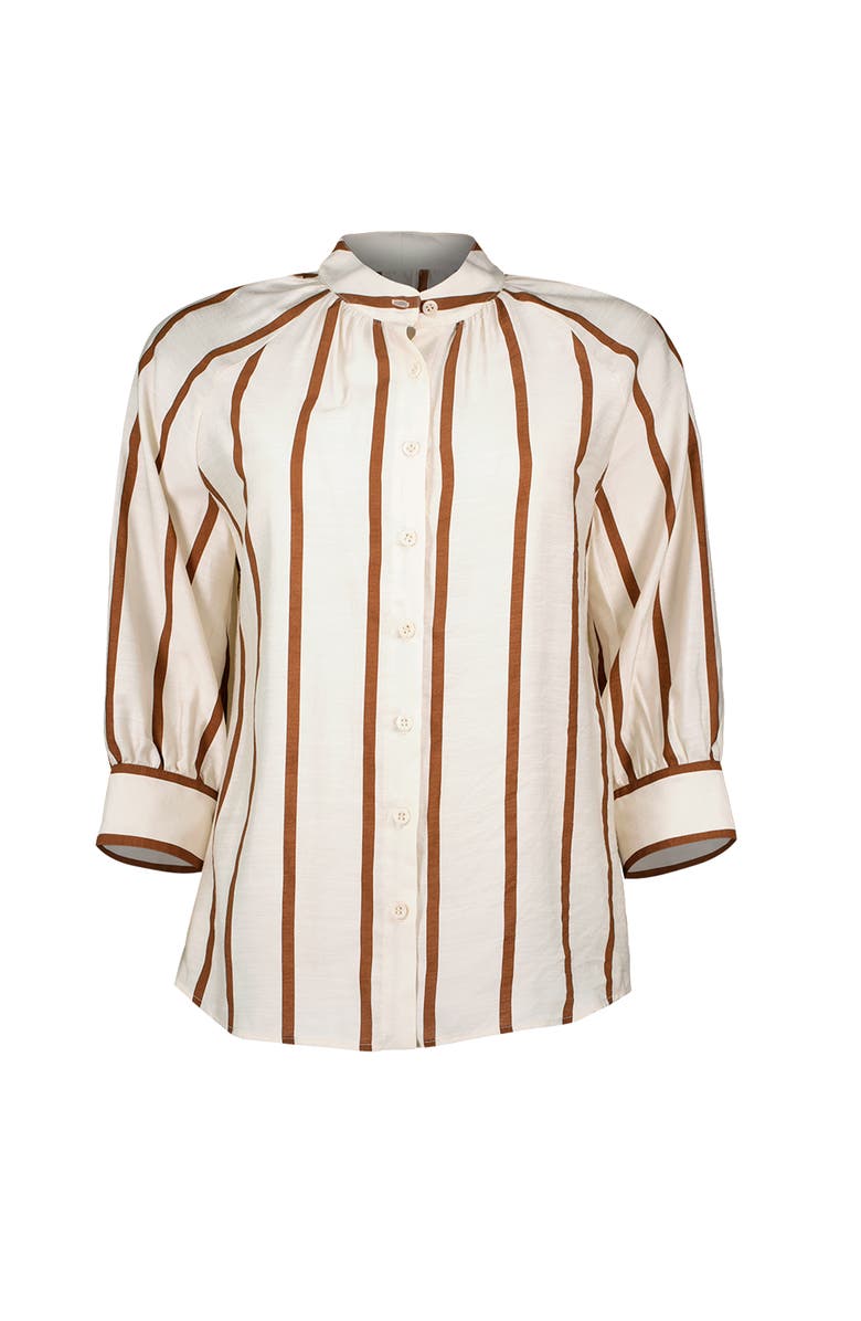 IVONNE Striped Mandarin Collar Shirt, Alternate, color, 