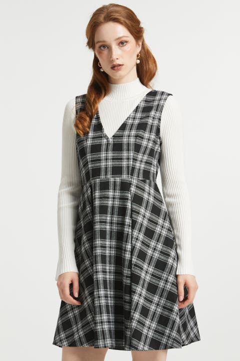 Cute as a Nutmeg Plaid Sleeveless Fit & Flare Dress