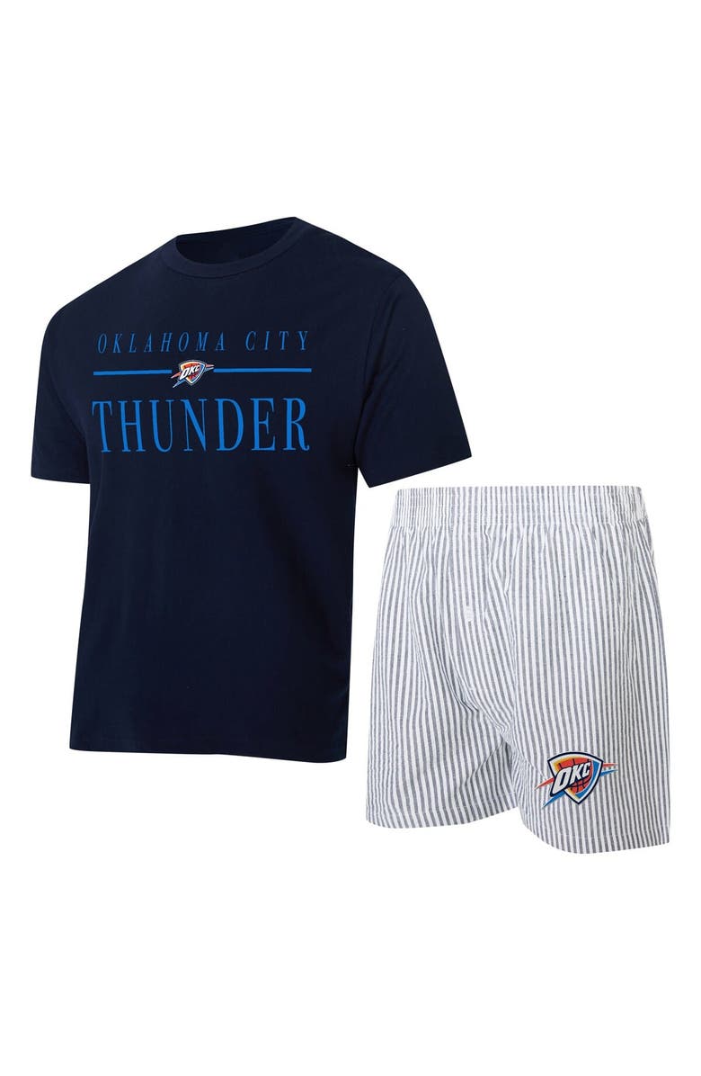 CONCEPTS SPORT Women's Concepts Sport  Navy/White Oklahoma City Thunder Copeland T-Shirt & Shorts Sleep Set, Main, color, Navy