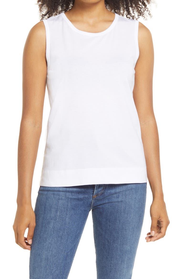 Cotton Blend Tank, Main, color, WHITE