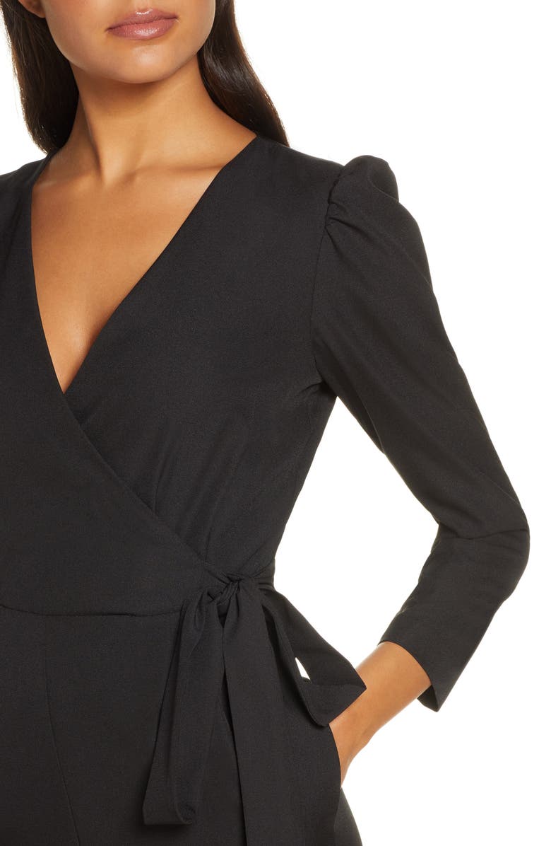Julia Jordan Long Sleeve Wrap Front Jumpsuit, Alternate, color, 