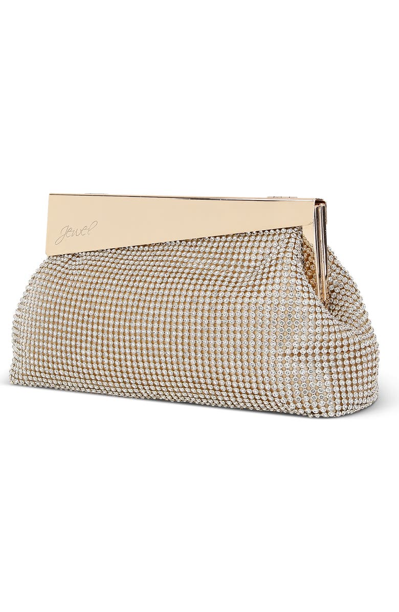 Jewel Badgley Mischka Ivy Asymmetrical Crystal Pouch Clutch, Alternate, color, Gold