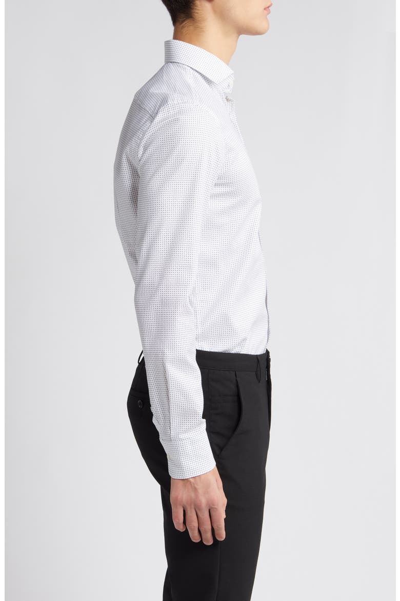 Hank Slim Fit Geo Print Stretch Cotton Dress Shirt, Alternate, color, WHITE