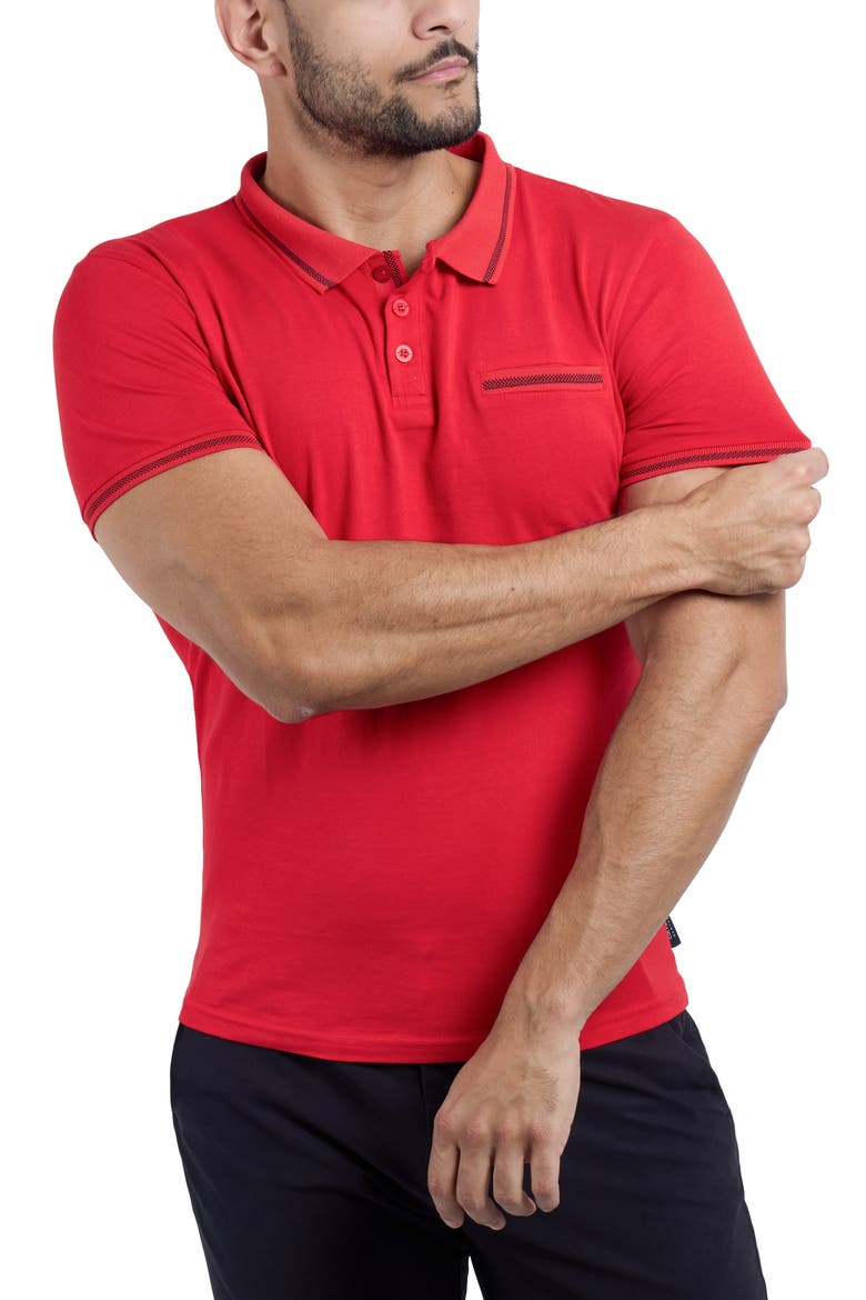 Jacquard Polo, Alternate, color, RED/ NAVY