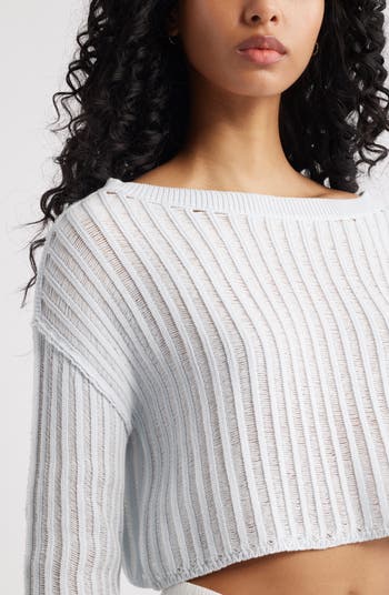 Open Stitch Crop Sweater