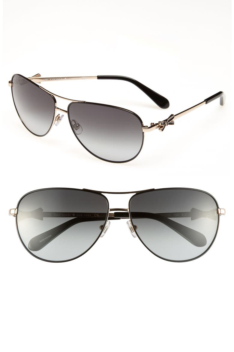 'circe' 59mm metal aviator sunglasses, Main, color, BLACK