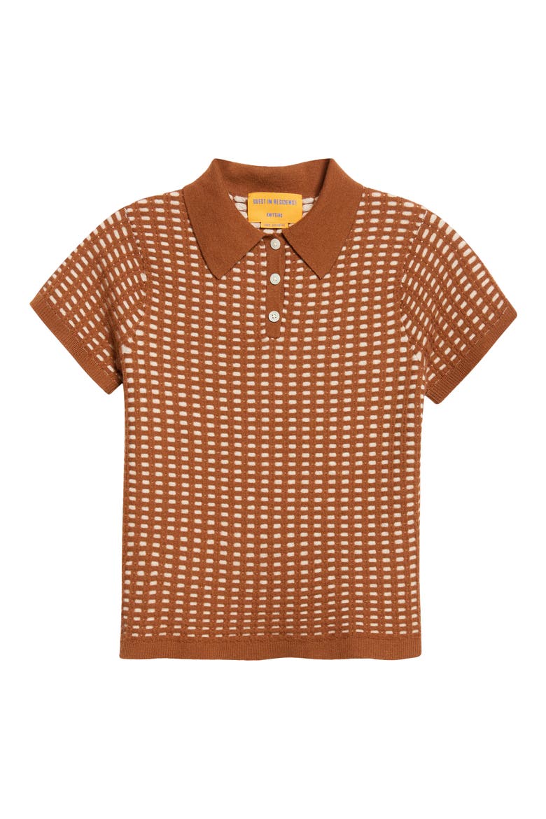 Shrunken Cashmere Waffle Polo, Alternate, color, BURNT SIENNA/ SANDSTONE