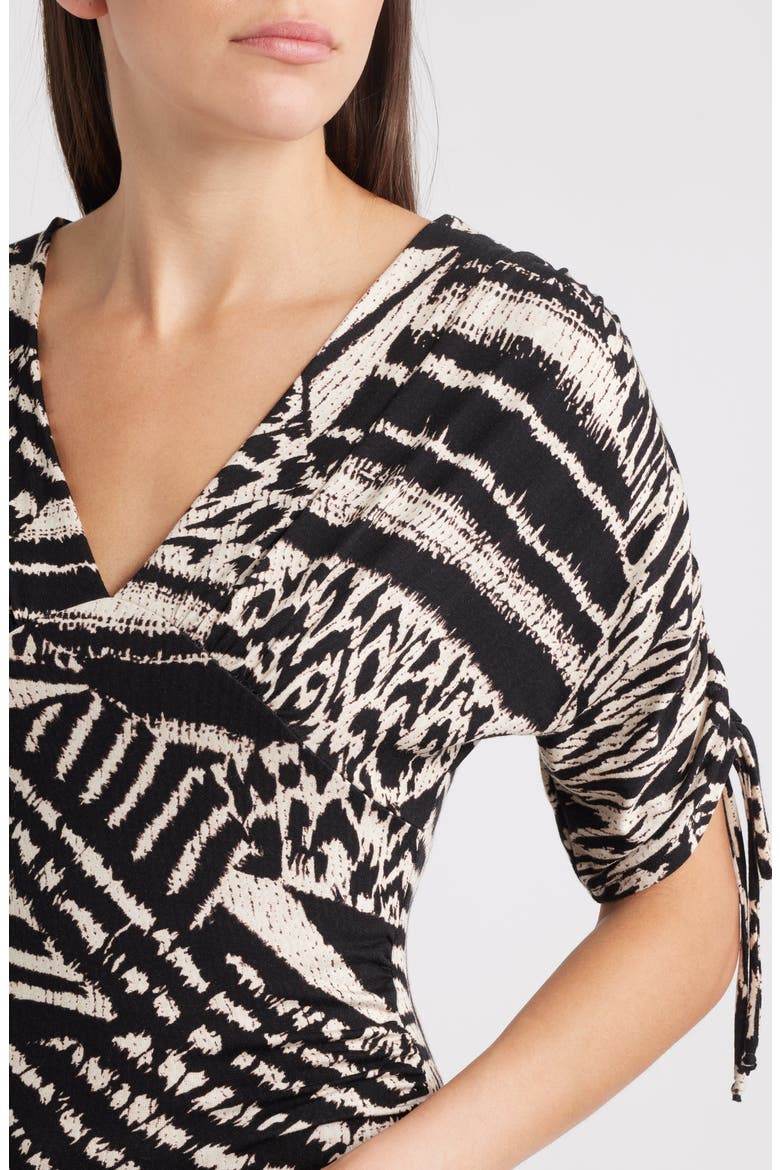 Animal Print Empire Waist Jersey Top, Alternate, color, BROWN