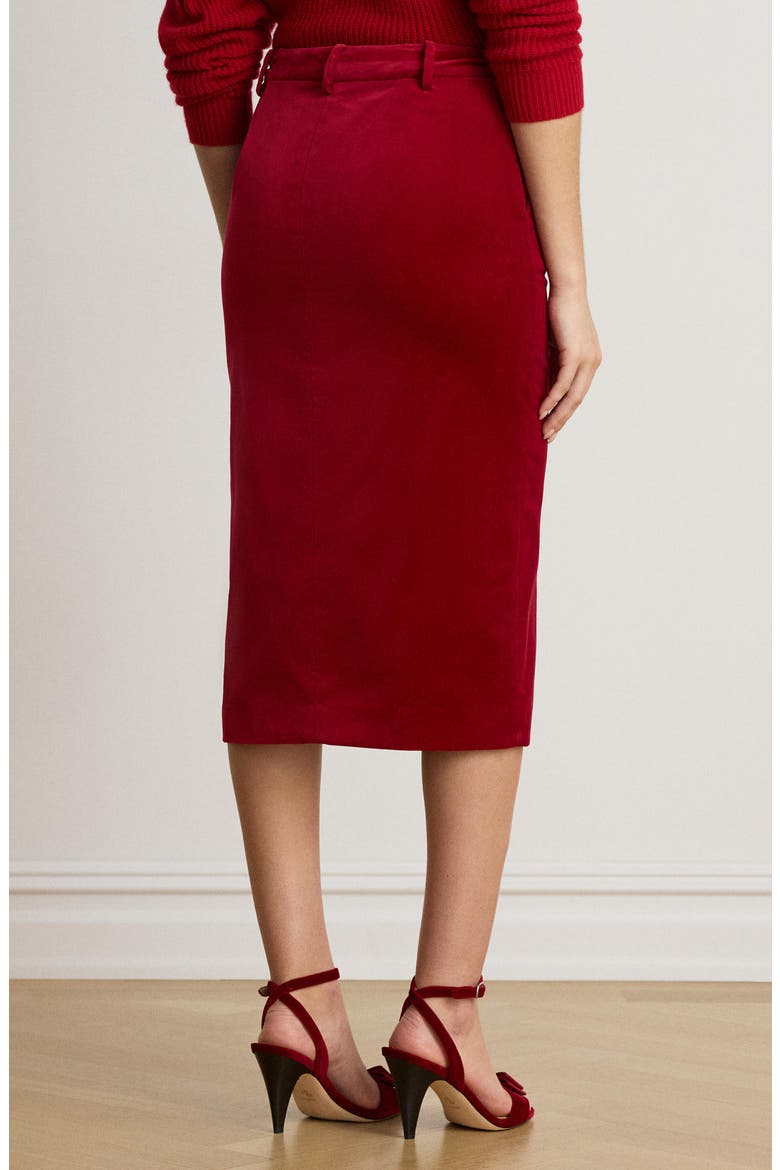 Stretch Velvet Pencil Skirt, Alternate, color, RED VELVET
