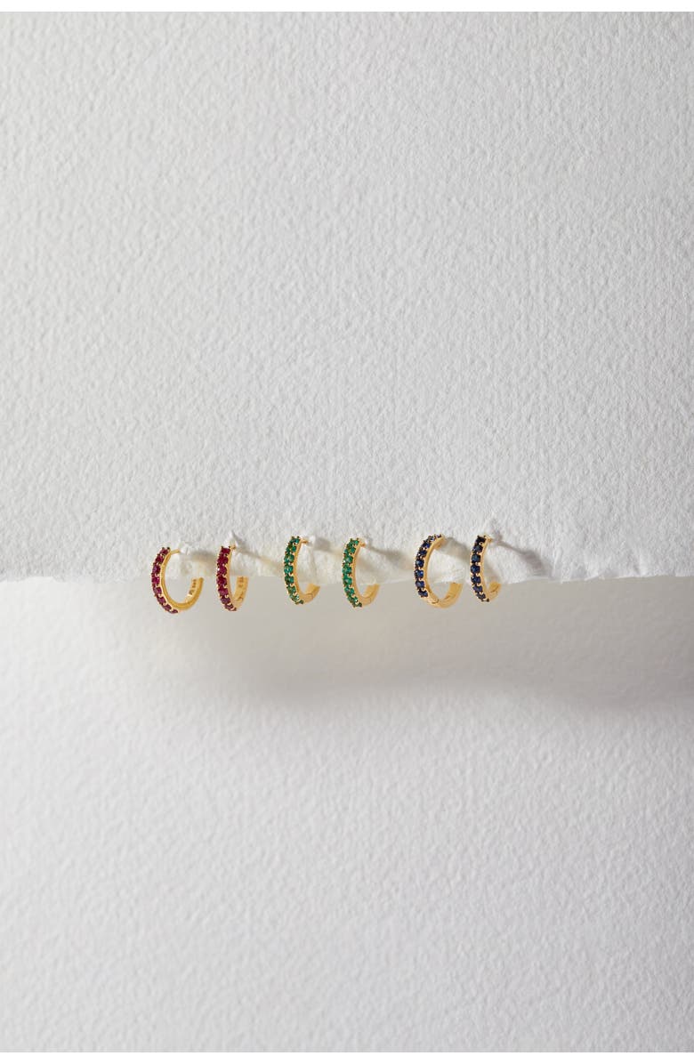 Edge of Ember Ruby Pave Huggie Earrings, Alternate, color, Ruby